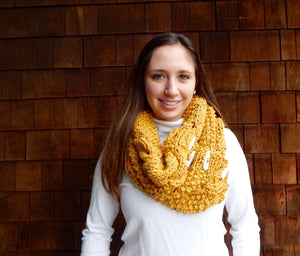 Hooded Cowl with Buttons in Honey Mustard