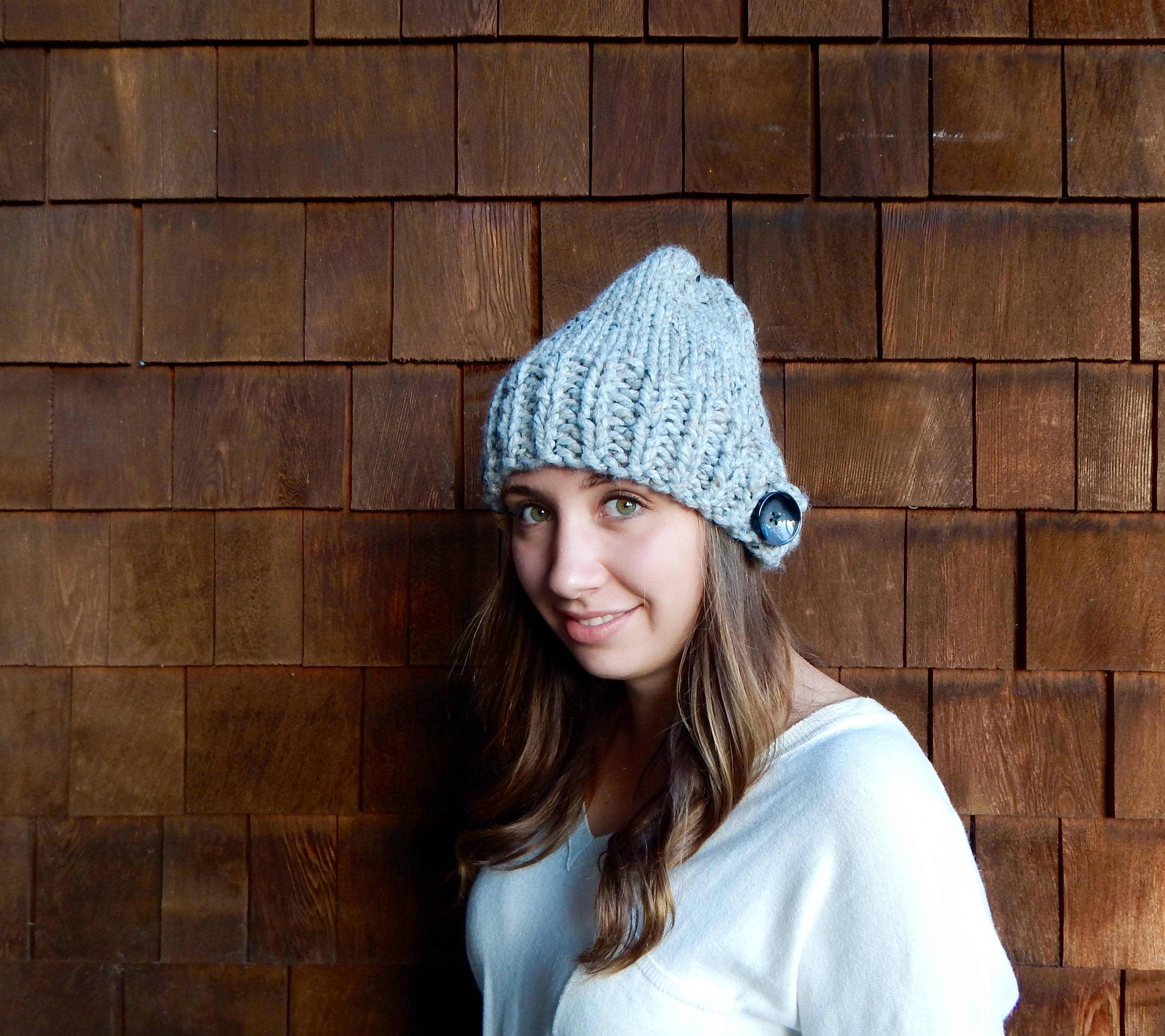 Slouchy Hat, Chunky Knit Hat, , Knit Slouchy Hat in Gray