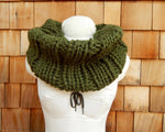 Neck Warmer Knitted Cowl Infinity Scarf Green Scarf