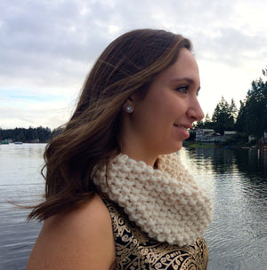 Knit Cowl Scarf in Cream